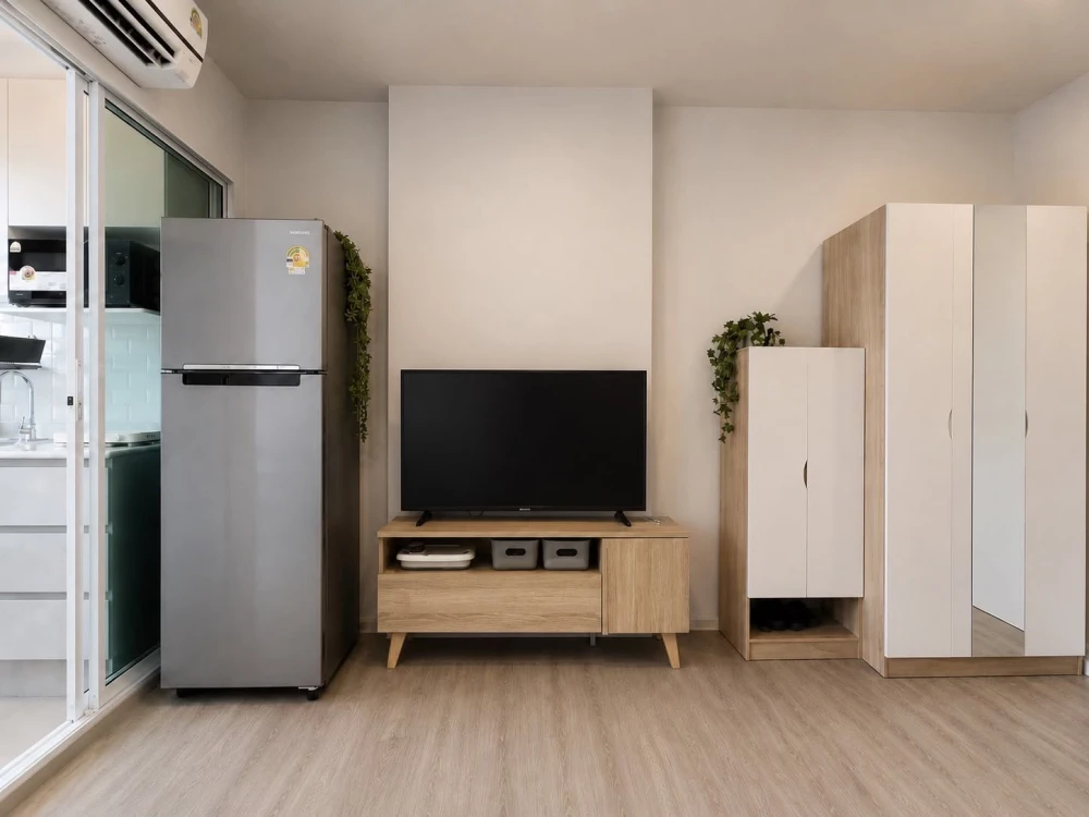 Condo for rent at Regent Home Bangna. The unit is partitioned into separate areas, fully furnished with appliances. Book now before it's too late!