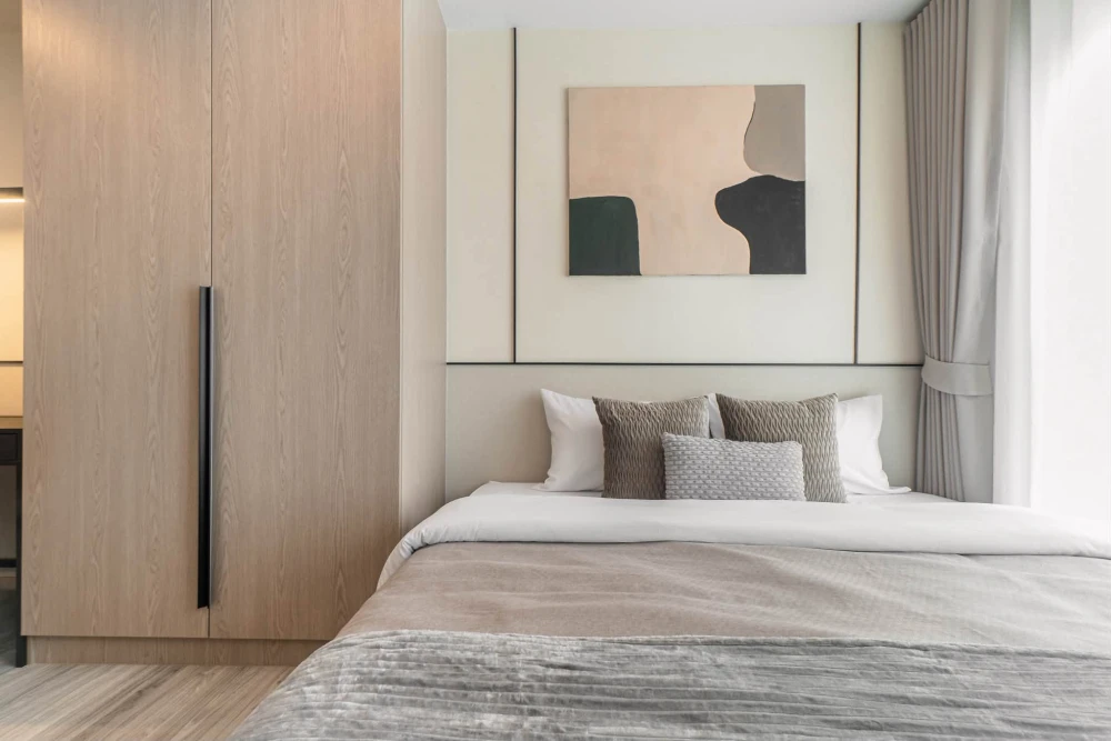 Condo for rent at Regent Bangna, 30th floor with a river view. Fully furnished and ready for immediate move-in—just bring your personal belongings. Do