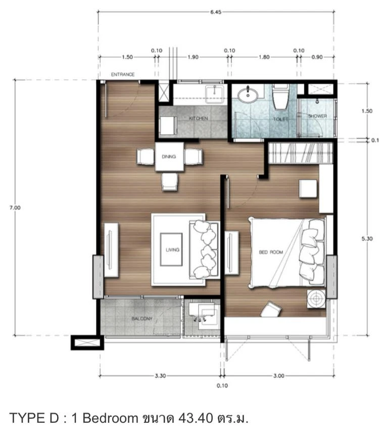 Condo for rent at Sucharee Life Laksi-Chaengwattana. Ready to move in, fully furnished. Just bring your belongings!