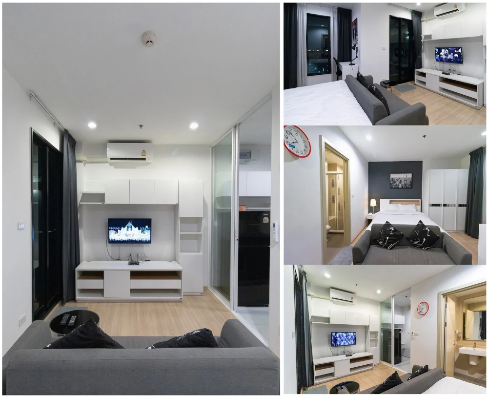 Condo for rent at The Base Ramkhamhaeng. Beautiful room, fully furnished with appliances, complete functionality, ready to move in immediately.