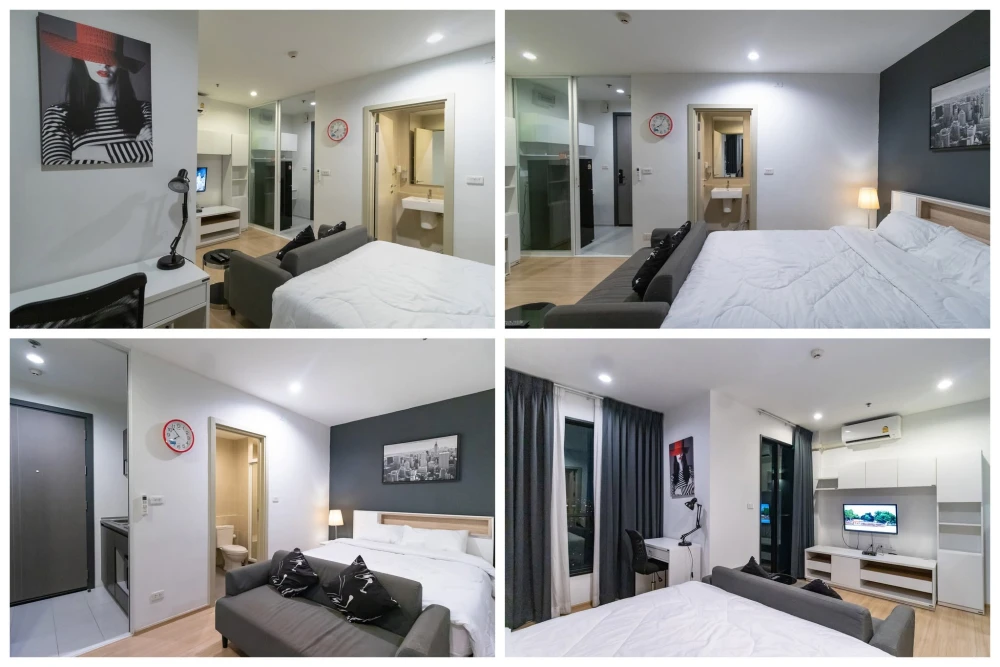 Condo for rent at The Base Ramkhamhaeng. Beautiful room, fully furnished with appliances, complete functionality, ready to move in immediately.