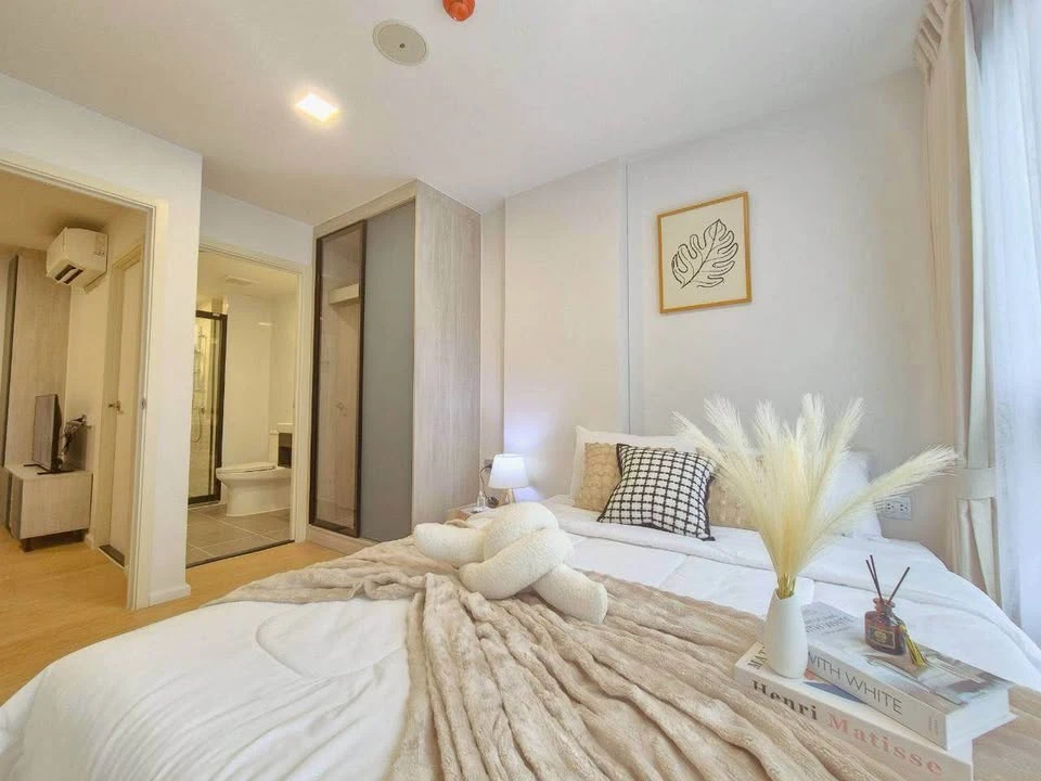 Condo for rent, Atmoz Canal Rangsit, beautifully decorated room, pleasing to the eye, white tone, affordable price, complete in one place, reserve now