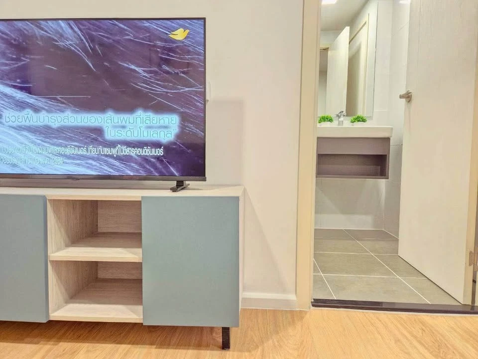 Condo for rent, Atmoz Canal Rangsit, beautifully decorated room, pleasing to the eye, white tone, affordable price, complete in one place, reserve now
