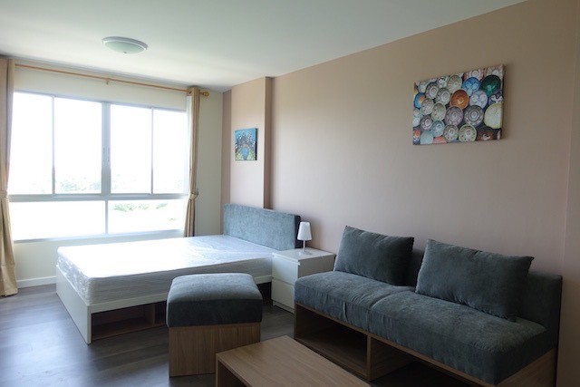 For rent!! D Condo Campus Resort ABAC Bangna, Abac, 7th floor, Building E, fully furnished, ready to move in, don't miss it!!